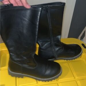 Black Leather Knee-High Boots